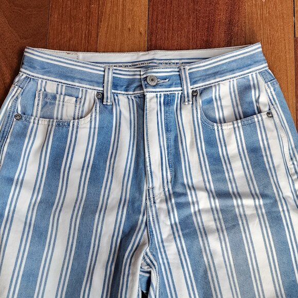 American Eagle Outfitters Blue/White Vertical Striped Mom Jeans Size 4 Short - Picture 6 of 16